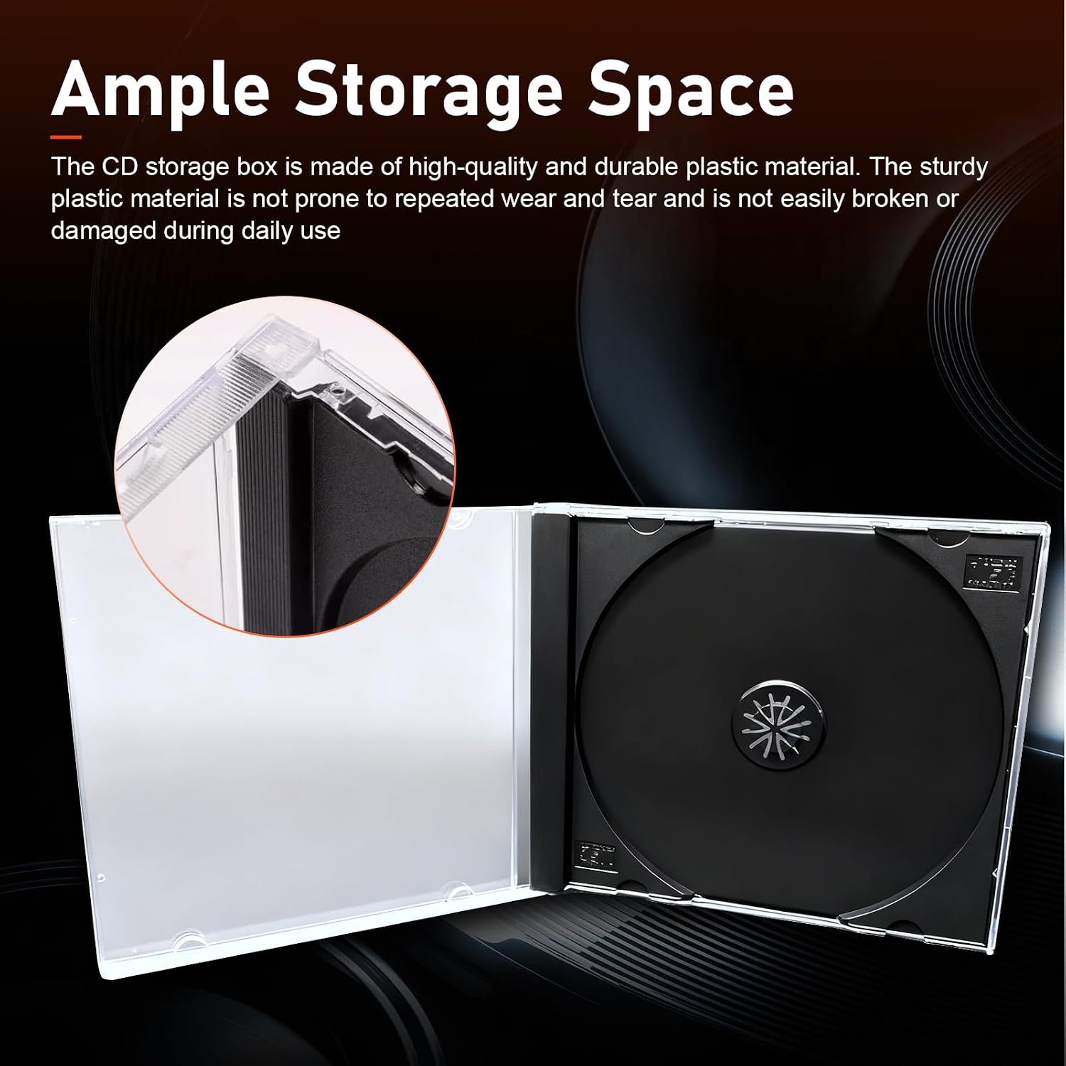 5 PCS Car CD Jewel Cases, Standard Single Clear CD Cases with Black Tray, Thickened Hard Plastic DVD Storage, Universal DVD Holder Car Accessories (Black)