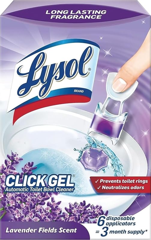 Lysol Click Gel Automatic Toilet Bowl Cleaner, Bathroom Essentials, Toilet Freshener, Refreshing Lavender Scent, 6 Count (Pack of 1)