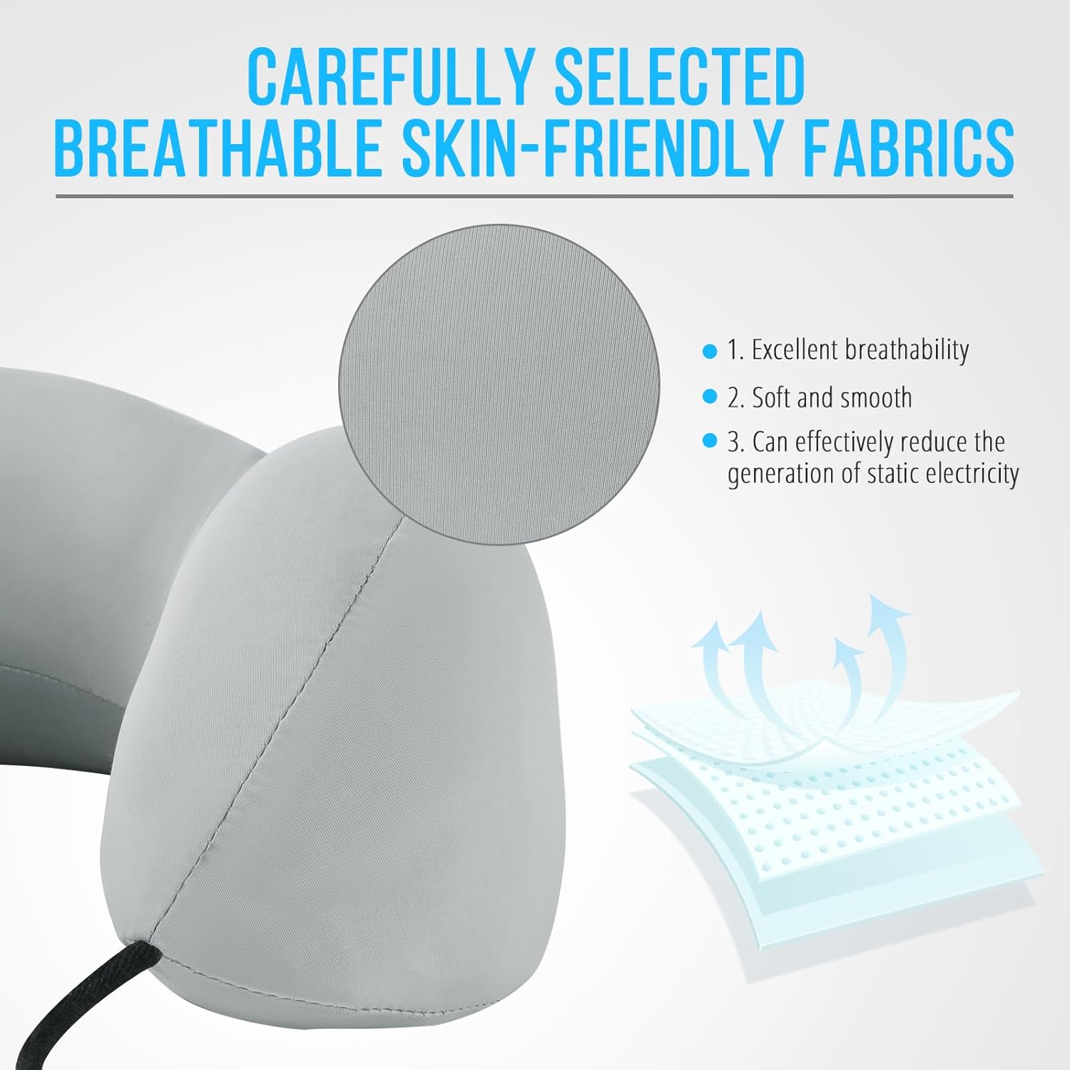 Travel Pillow, Natural Latex Neck Pillow, Comfortable Airplane Travel Pillow, Supports Head and Neck, Essential for Long Distance Travel, Grey