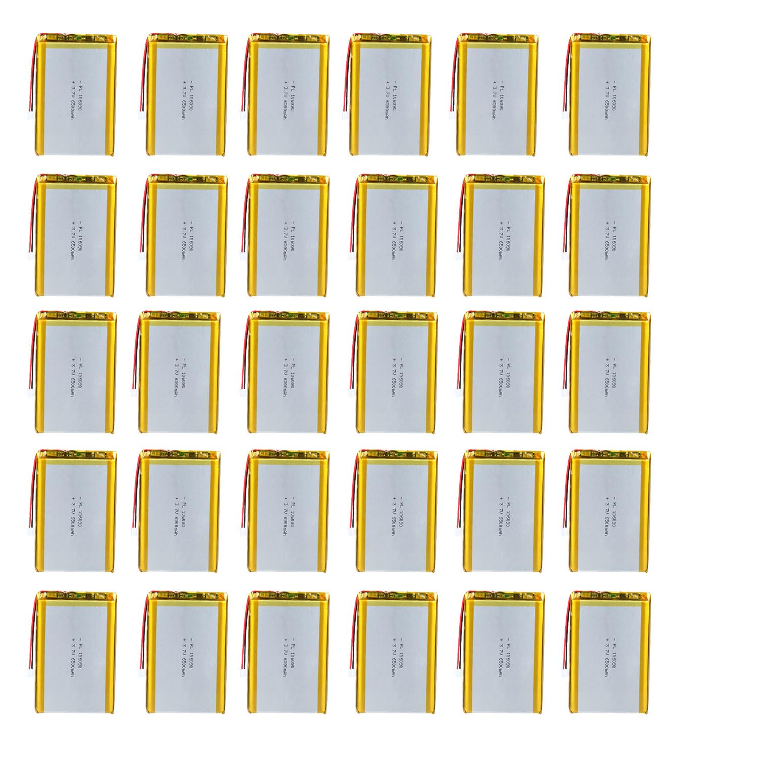3.7V 30X 6500mAh 106090 Lithium Polymer Ion Rechargeable Lipo Battery with PH 2.0mm Connector
