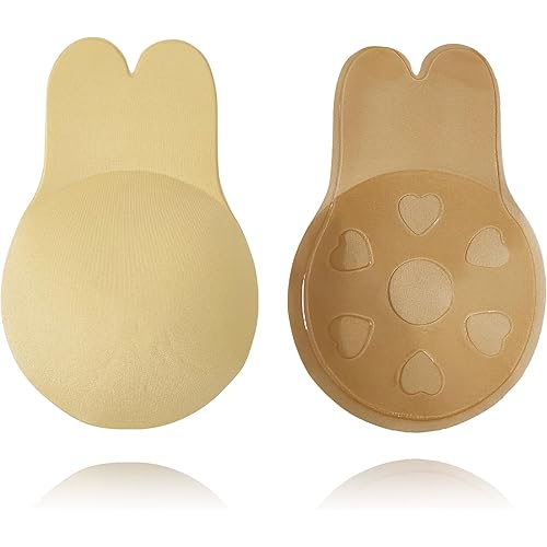 Adhesive Strapless Bra - Sticky Push Up Backless Invisible Bra with Nipple Covers Reusable Self-Adhesive Bras