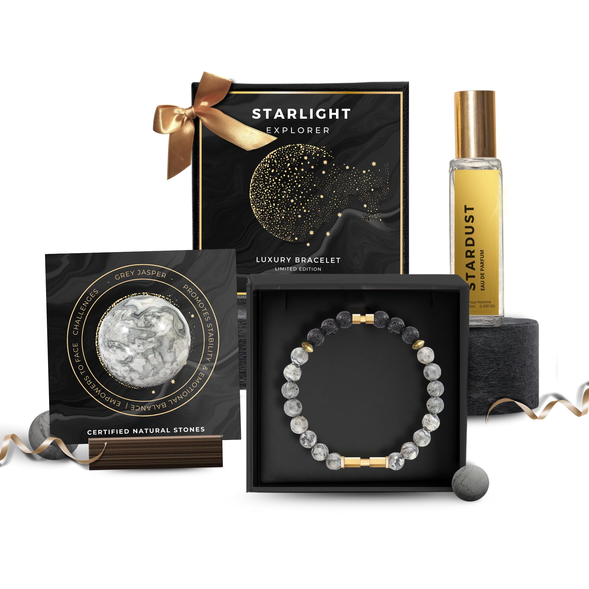5 Senses Co. Luxury Starlight Bracelet Gift Set Combo for Men | Certified Natural Stone Metallic Bracelet with Long Lasting Luxurious Stardust Perfume | NO CARD (B0D5BVTCS5) Amazon Price History, Amazon Price Tracker
