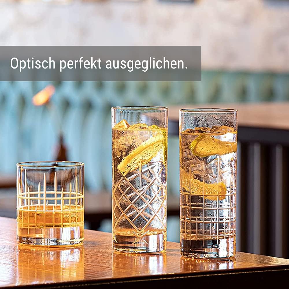 Stölzle Lausitz New York Bar (Club) Crystal Juice Glasses Set of 6 Dishwasher Safe Glass (12.75 Fl oz). Durable Tall Drinking Glasses - Genuine Stölzle Glassware