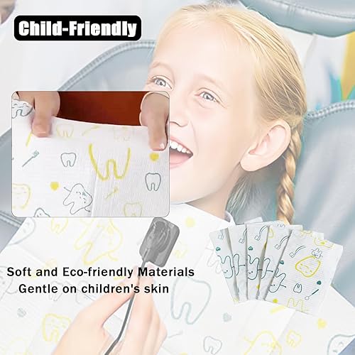 Miniatura 3 de Baberos dentales pediátricos, cubierta protectora bucal desechable para niños, suministros de cuidado dental, 18 pulgadas de largo x 13 pulgadas de