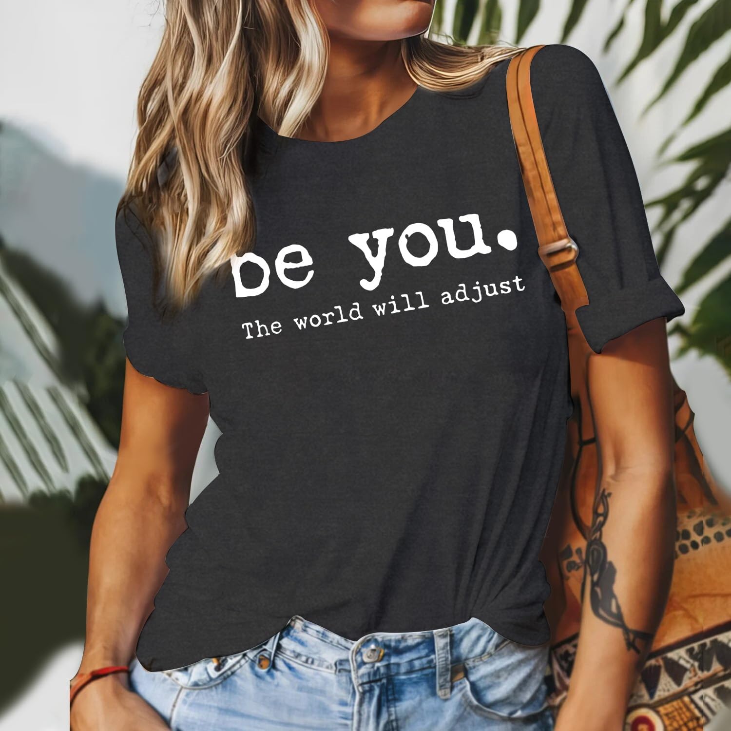 Be You Shirts for Women Be You The World Will Adjust Tshirt Positive Inspirational Tee Tops - Image 3