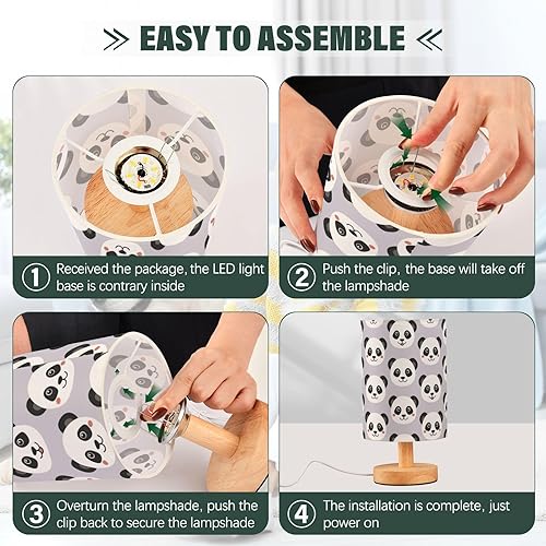 Miniatura 4 de Bedroom Lamps Night Stand Light Modern Cute Panda Face Purple Lamp for Kids Room Bedside Table