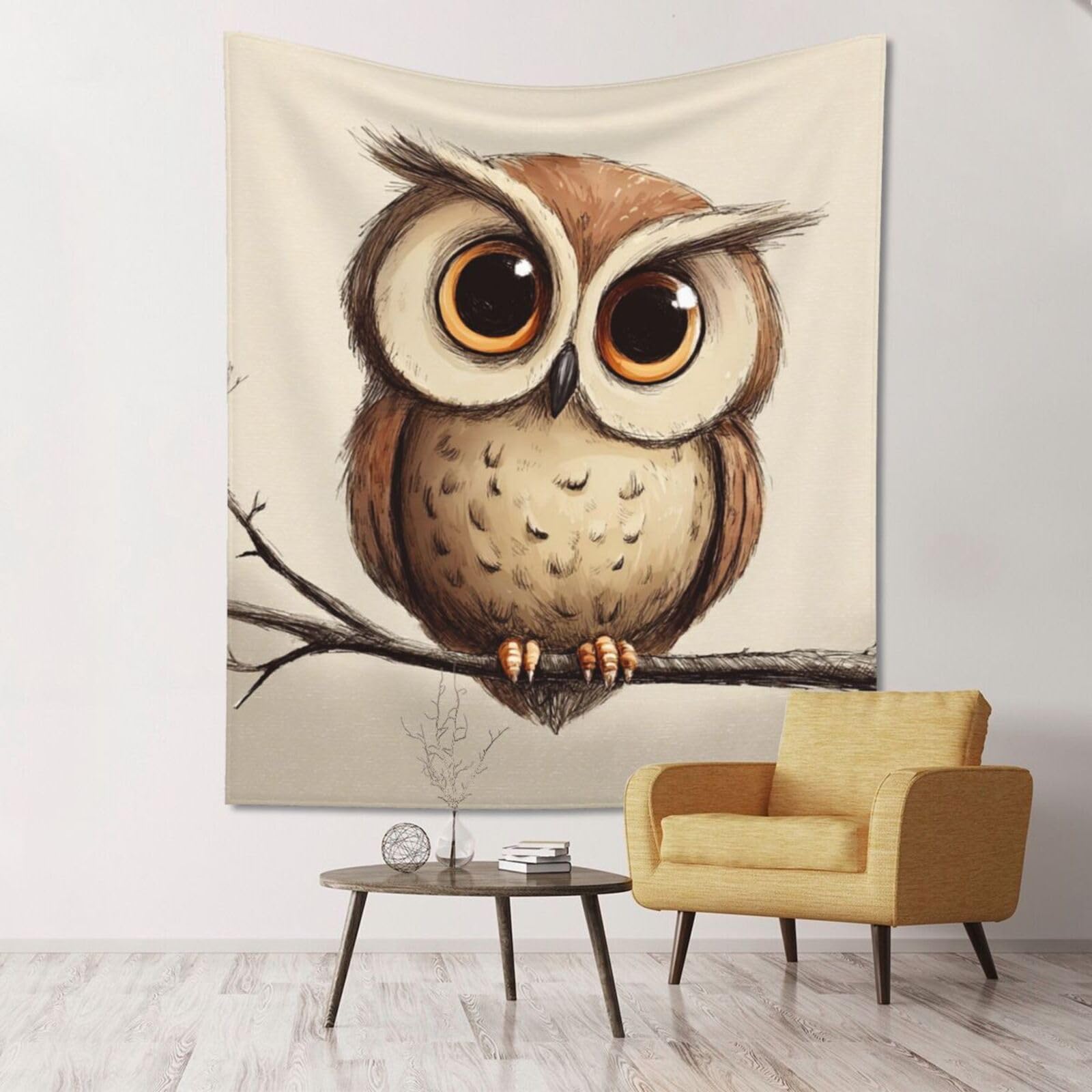 XOPEKVLAWM Tapestry Wall Hanging for Bedroom Aesthetic Wall Mural Tapestries 152x130 cm Art Backdrop Cute Owl Tapestries Landscape Poster Tapestry for Living Room Dorm Office Home Decor