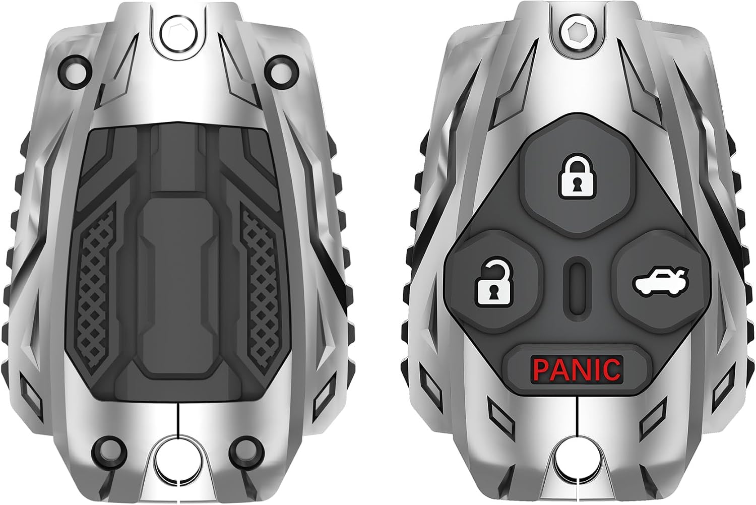 No Cutting Required - Upgraded Heavy Key Fob Cover Case for Honda Zinc Alloy Key Fob Shell for Honda 2003-2012 Accord / 2006-2013 Civic EX / 2009-2015 Pilot /2005-2006 CR-V (4 Button Silver)