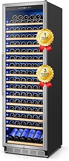 Wine Fridge 24 Inch, 190 Bottles Freestanding or Built-in Wine Cooler Refrigerator with Sliding Rail Shelves, Professional Wine Cellar Low Noise with Upgraded Reversible Door