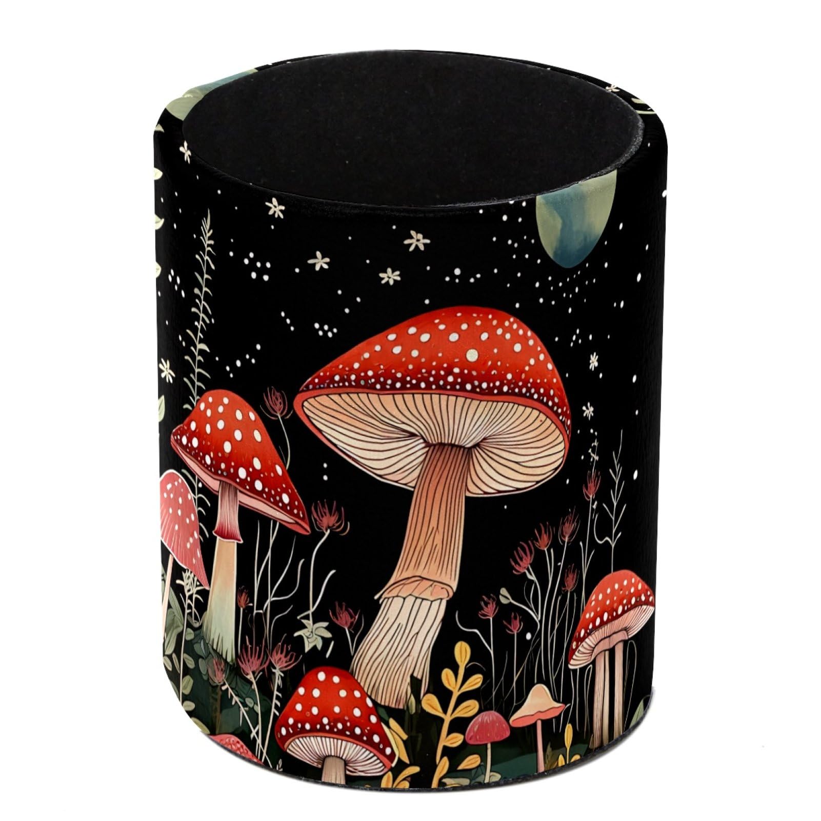 Luoweisi Mushroom Pen Holder for Desk, Leather Pen Pot, Desk Pencil Holder Round Makeup Organiser Home Office School Suppliers