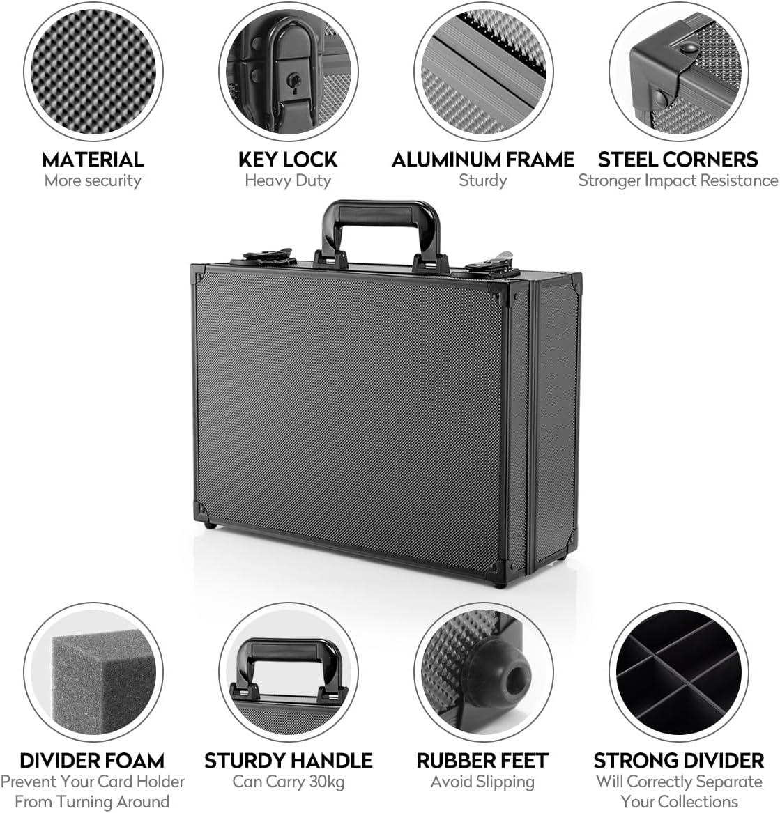 Top Loader Case, Trading Card Storage Box with Key Lock for Sports Cards, Trading Cards, Hard Case Holds 600+ Top Loaders or 130+ 35pt One Touch