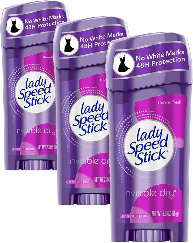 Lady Speed Stick Invisible Dry Desodorante Antitranspirante Shower Fresh Roxo, 3 unidades