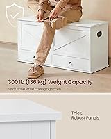 Vista 6 de VASAGLE Cofre de almacenamiento, banco de almacenamiento con 2 cajones de tela, estilo granja, para entrada, dormitorio, sala de estar, 15.7 x 39.4