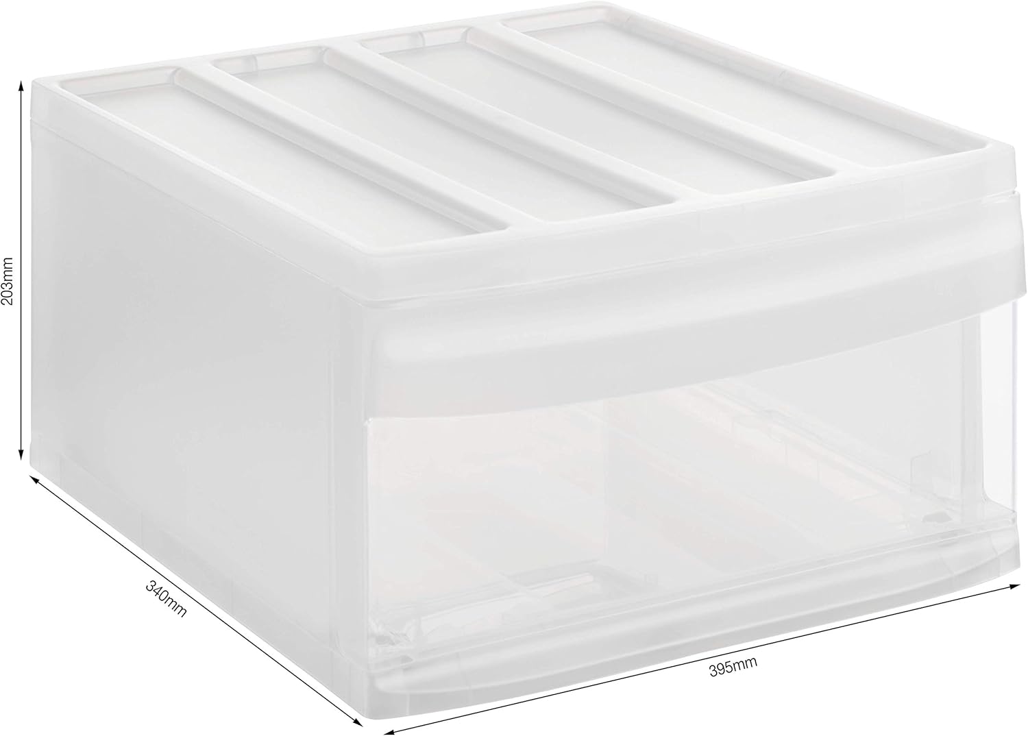 Rotho Systemix Drawer Box 1 Drawer, Plastic (PP), Transparent, Size Approx. L (39.5 x 34 x 20.3 cm)