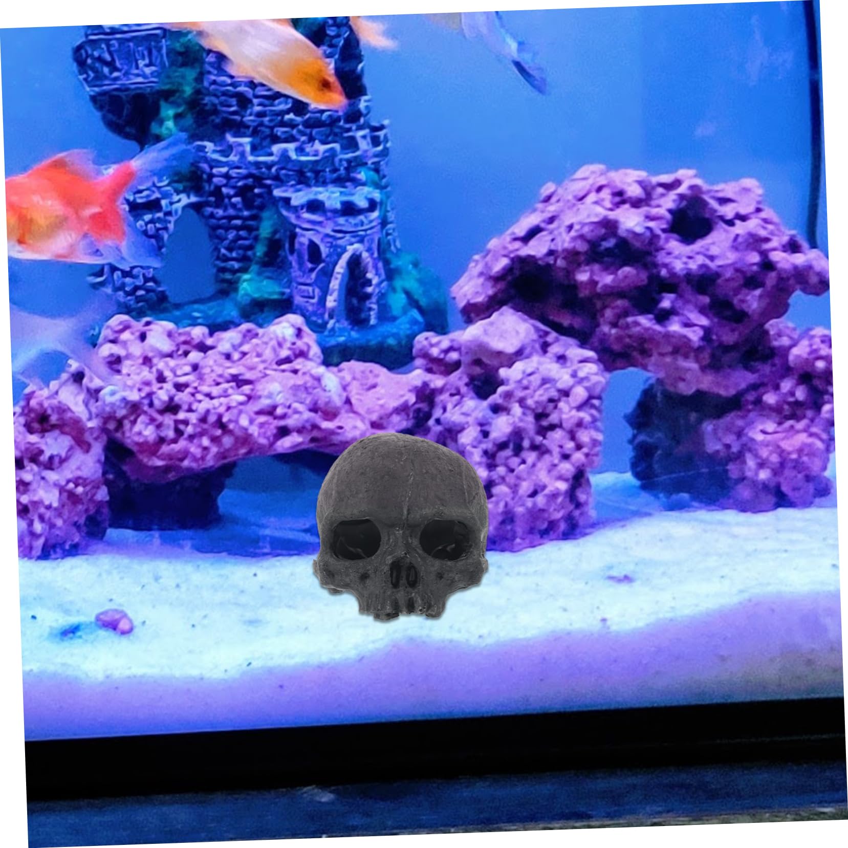 4 Pièces Ornement Crâne Résine pour Aquarium Décoration de Réservoir Abri pour Reptiles Poissons Design Élégant pour Décorations de Bureau