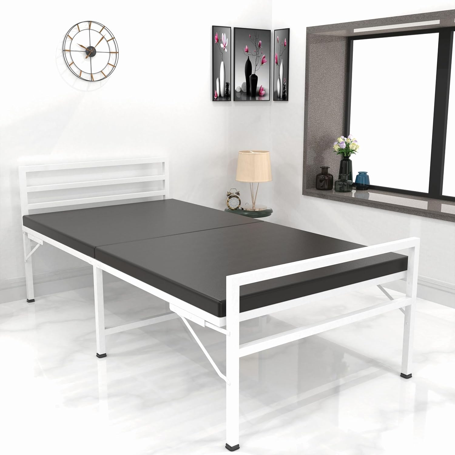 Honey Touch Metal Folding Bed Single Size With Mattress For Sleeping