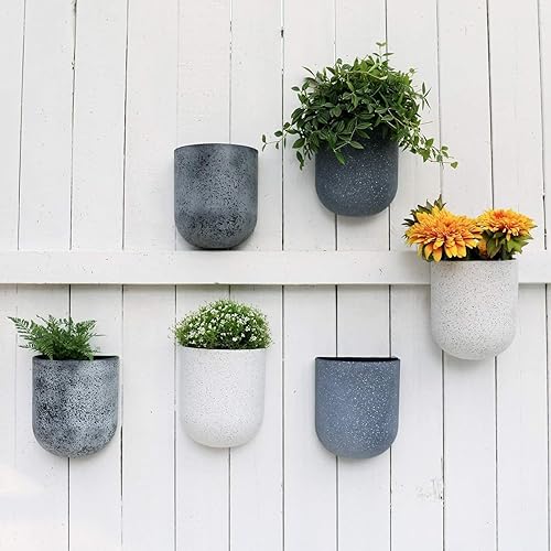 Miniatura 6 de LA JOLIE MUSE Macetas colgantes de pared para plantas de interior, macetas colgantes para plantas de aire suculentas, juego de 2, 6 pulgadas, gris
