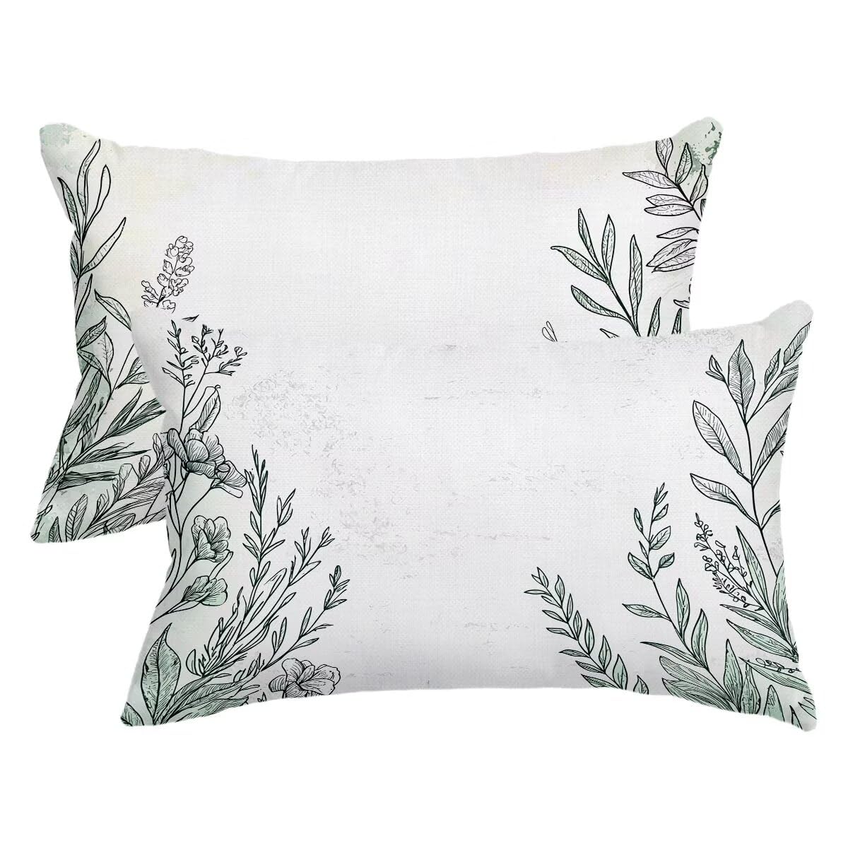 Housse coussin exterieur impermeable 40x80 lot de 2 en lin pour deco jardin