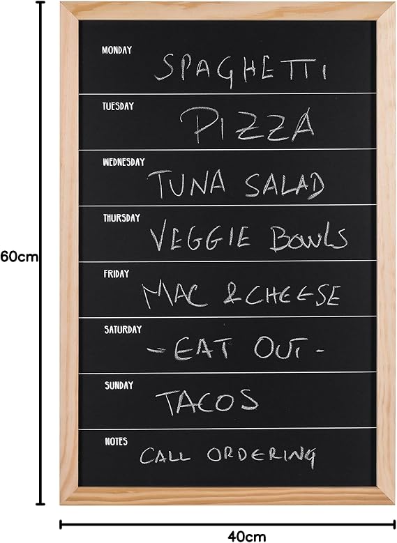 Bi-Office - Chalkboard Week Planner, 400 x 600 mm, Pine Frame