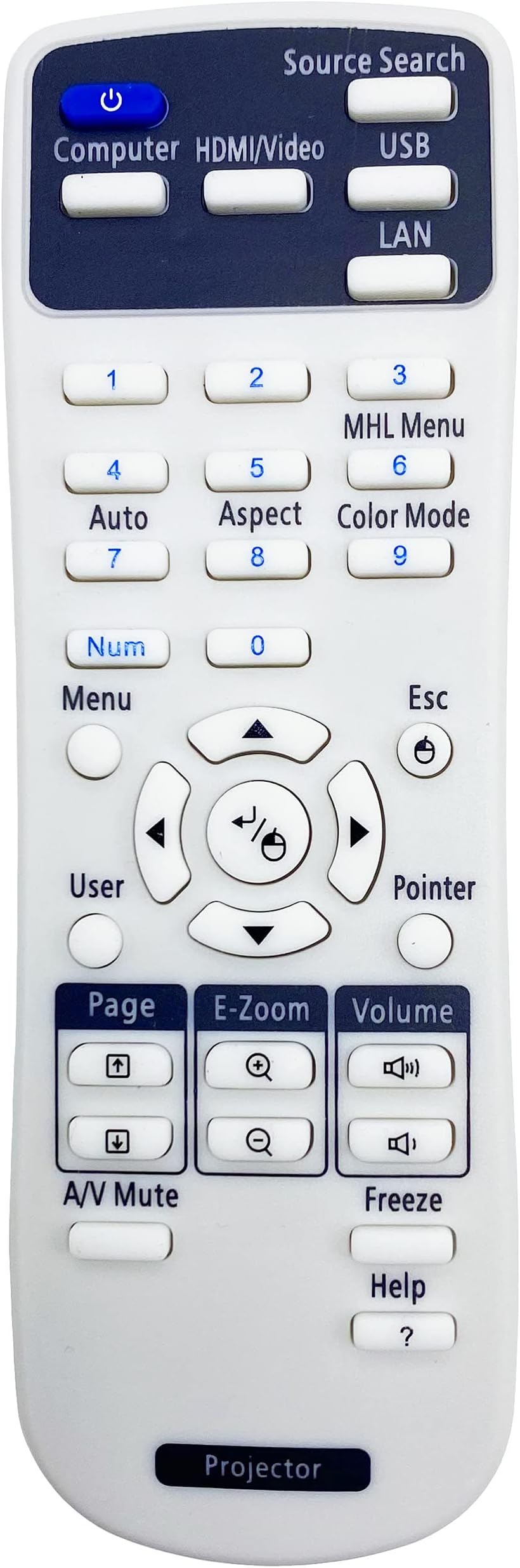Leankle Remote Controller 1613717 for Epson Projectors EB-520, EB-525W, EB-530, EB-530S, EB-535W, EB-536Wi, EB-570, EB-575W, EB-575Wi, EB-580, EB-585W, EB-585Wi, EB-590WT, EB-595Wi