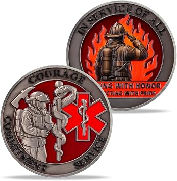 Firefighter Challenge Coin Firefighter Gifts for Men Fire Thank You for Your Service Token | Appreciation Gifts for Firefighters & First Responders