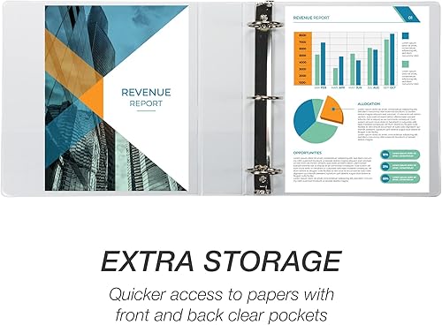 Miniatura 10 de Samsill Economy - Organizador de 3 anillos económico carpeta de anillos redondos de 2 pulgadas cubierta transparente personalizable paquete de 4