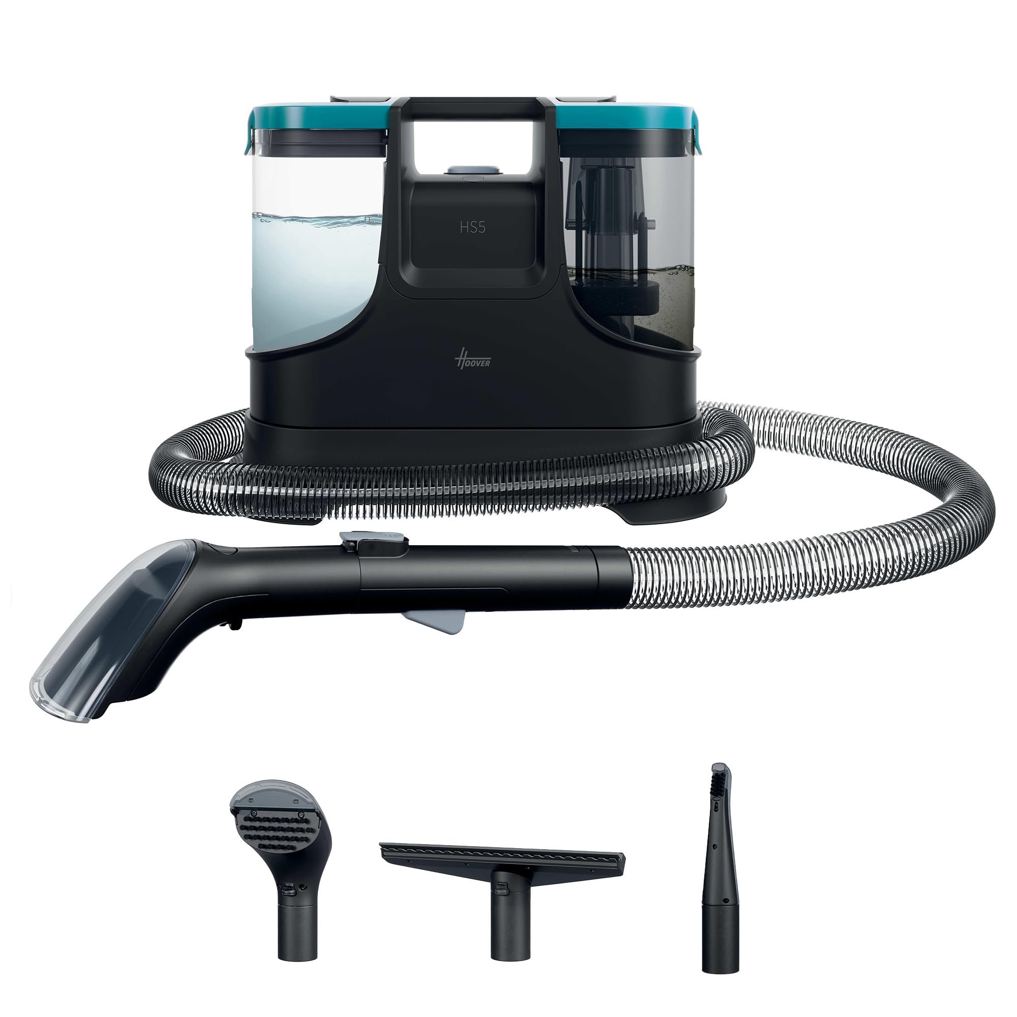 Hoover Nettoyeur Détacheur Shampouineuse Compact HS5, Puissant 400W, lave Tapis, Moquette, Canapé, Tissus, Sièges Voiture,Accessoire spécial Vitres, Double Réservoir, Idéal Animaux, HS5Z00