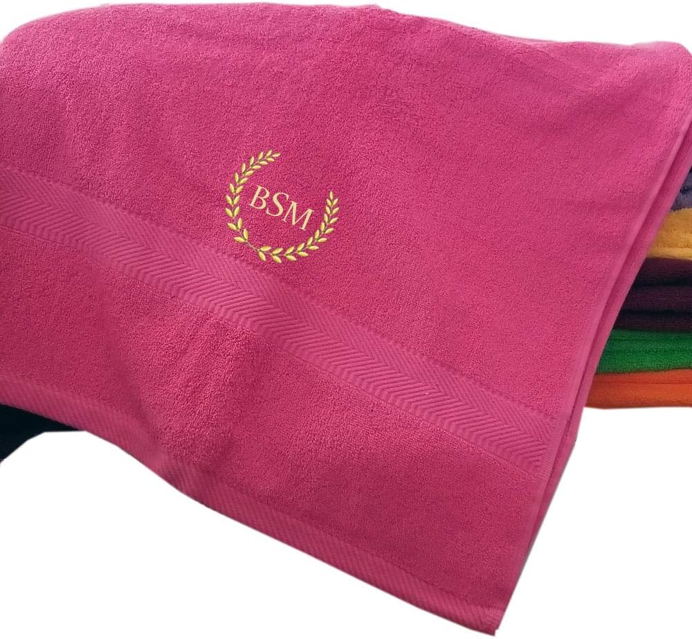 Tri Color Personalized Bath Towels Monogrammed Embroidered 35 x 65 Soft Plush Absorbent