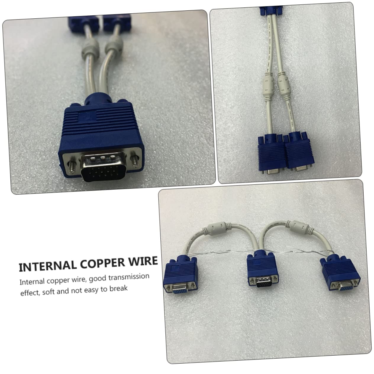 2pcs Vga Video Splitter Cable Male to Dual Female Adapter for Monitors Distributes One Input Signal to Two Outputs Compatible with Vga Displays and Devices