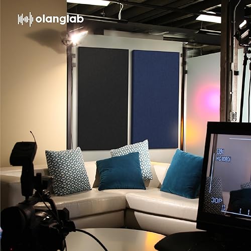 Miniatura 6 de Olanglab Paneles de pared acústicos absorbentes de sonido, paquete de 2 paneles de amortiguación de sonido de fibra de vidrio de 2 pulgadas, 24 x 48