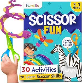 Toddler Scissor Skills - Art Supplies & Crafts Kit for Kids, Safety Scissors, Fine Motor Toys, Montessori Gifts for Boys & Girls Ages 3, 4, 5, 6, 7 Year Old, Preschool Learning Activity Books