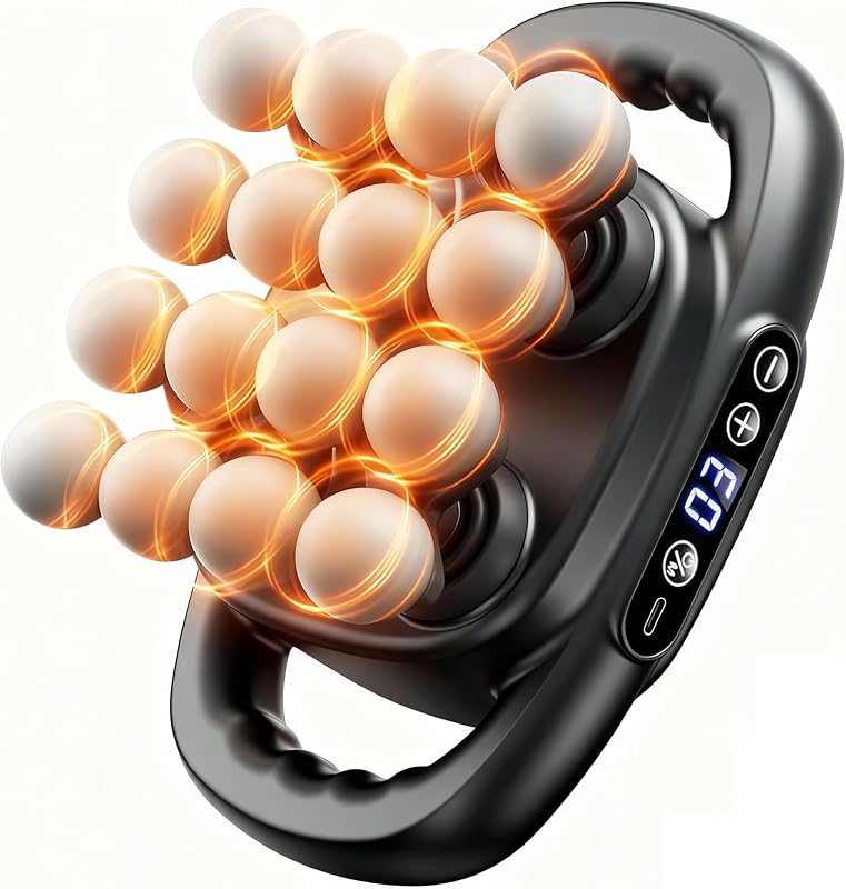 16 Head Massage Gun Deep Tissue - Multi Ball Percussion Massager for Back and Body, Electric Handheld Muscle Massage Tool for Pain Relief