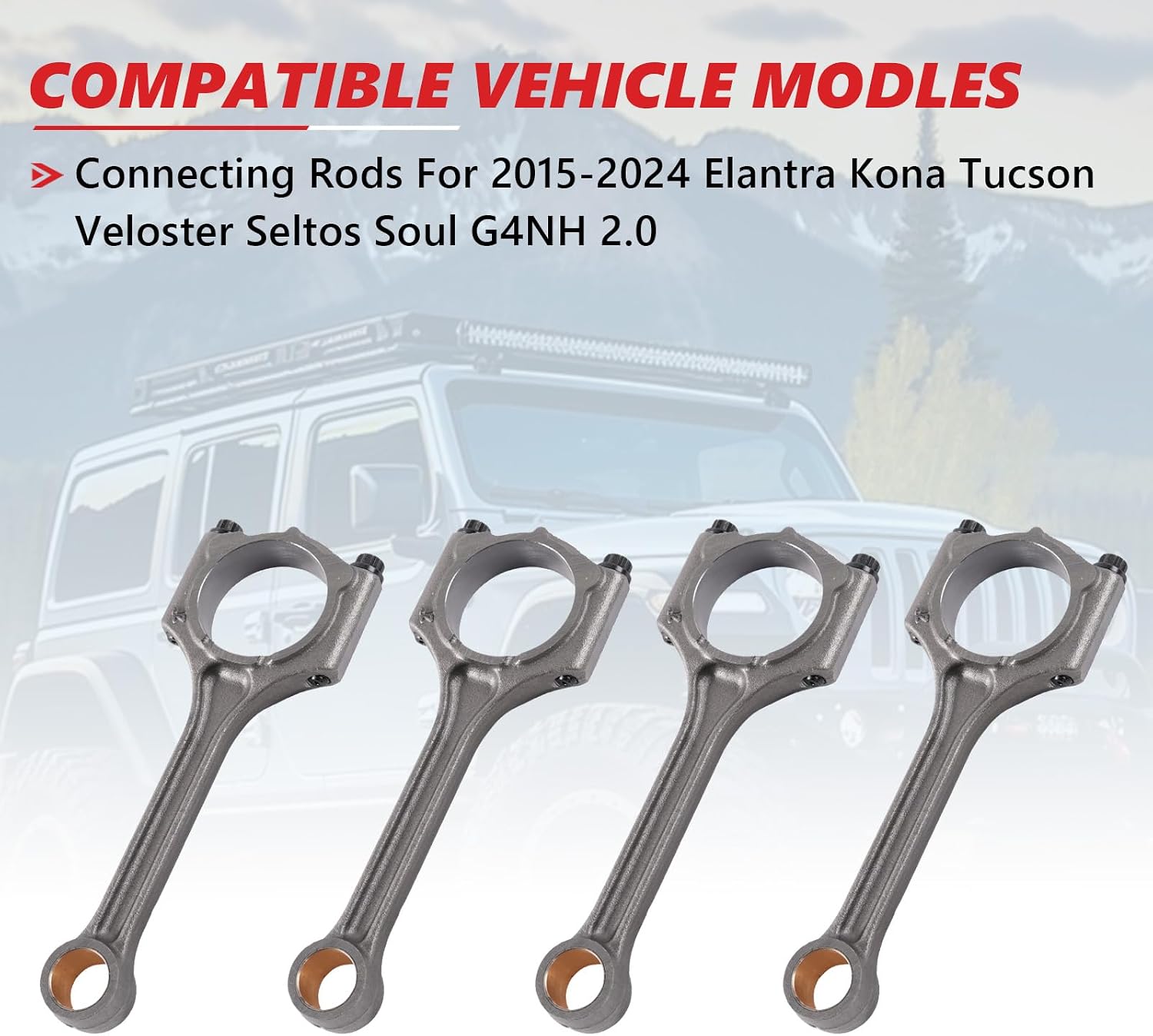4pcs Connecting Rod For 2015-2024 Elantra Kona Tucson Veloster Seltos Soul G4NH 2.0