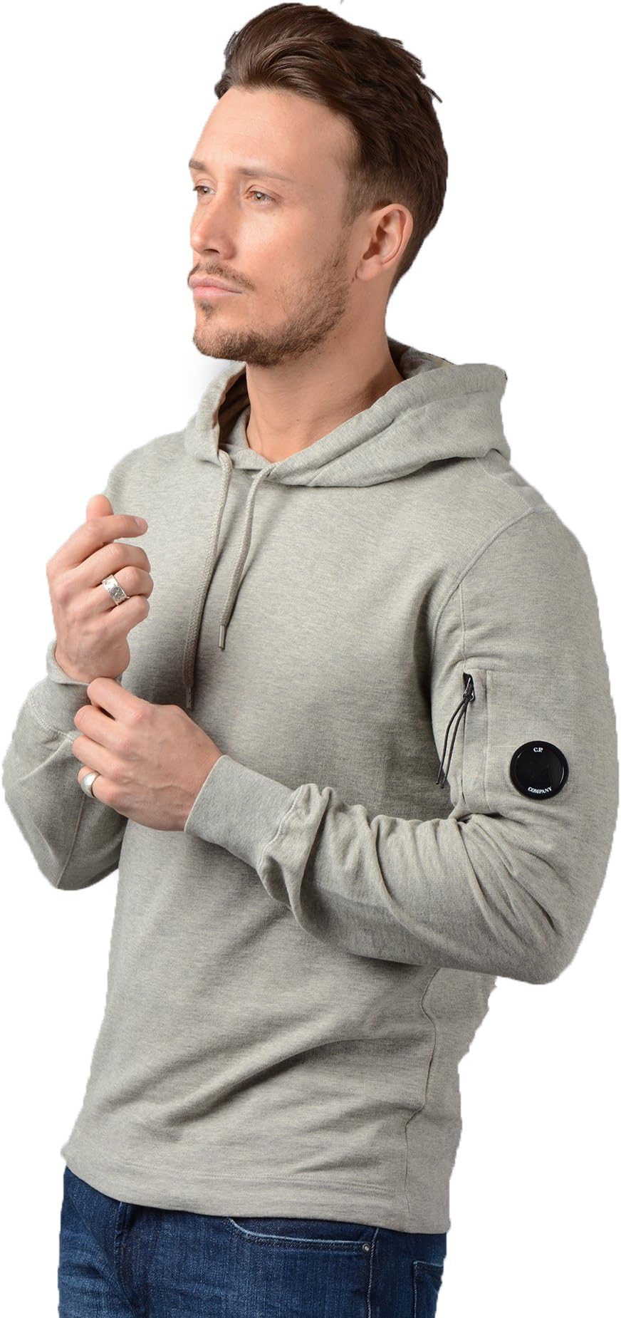 CP Company- Mens 053A Garment Dyed Light Fleece Hoodie in Grey