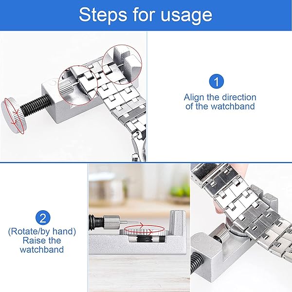 JOREST Herramientas Ajusta Correas de Reloj, Acortar y Cambiar Correa Relojes, Kit Reparacion para Quita Eslabones, Extractor Pasadores Relojero - 3