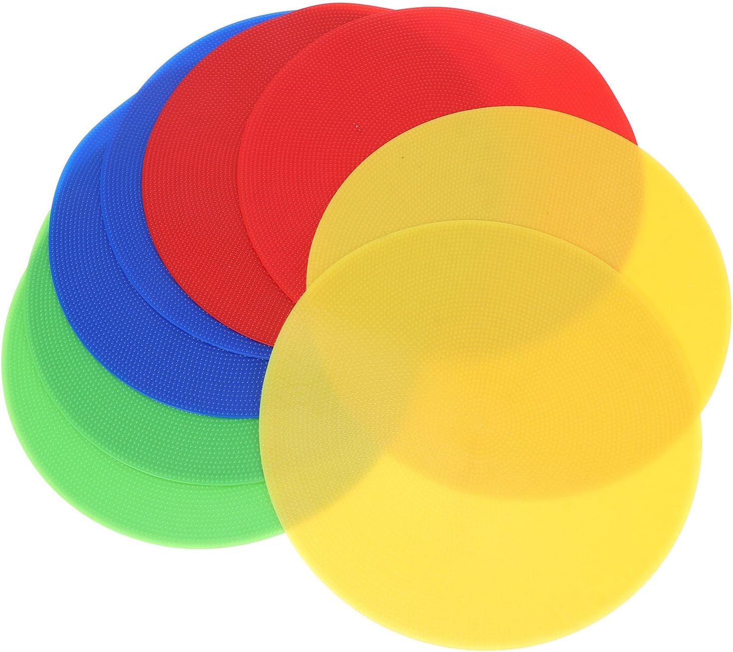 8pcs Reusable Sports Spot Markers Flat Stadium Landmarks for Soccer Training Agility Drills Non-Slip Colored Discs in Red Blue Yellow Green for Gym and Field Use