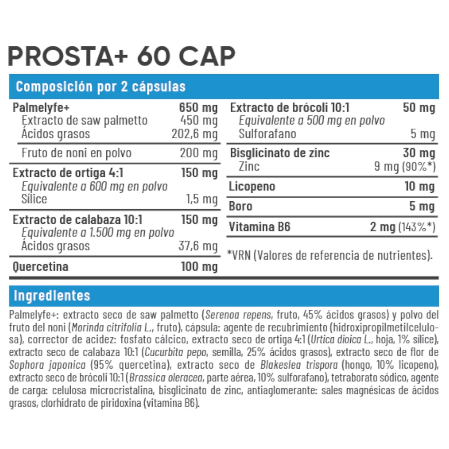 PROSTA+ 60 Cápsulas – Fórmula para Hombres con PalmeLyte® Saw Palmetto + Origa + Lycopeno + Zinc – Suplemento para Salud Prostática y Bienestar Masculino