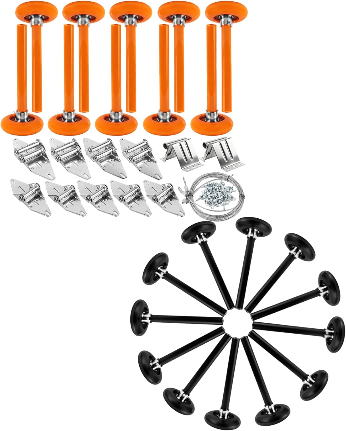 Garage Door Hardware Kit and 12 Pack Black 2" Nylon Garage Door Rollers