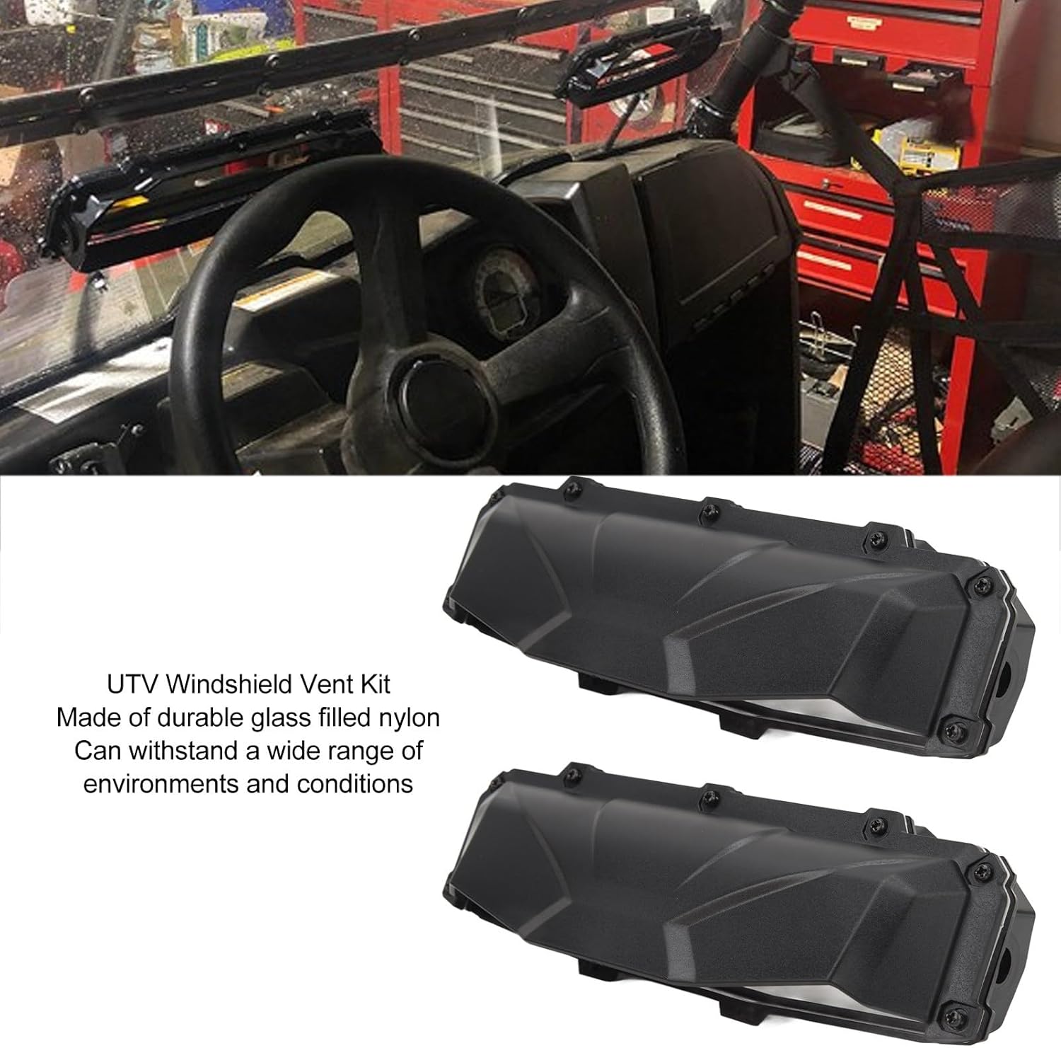 UTV Windshield Vent Kit Good Sealing Wind Parts with Defogging Vents for Hard Coated Polycarbonate Glass