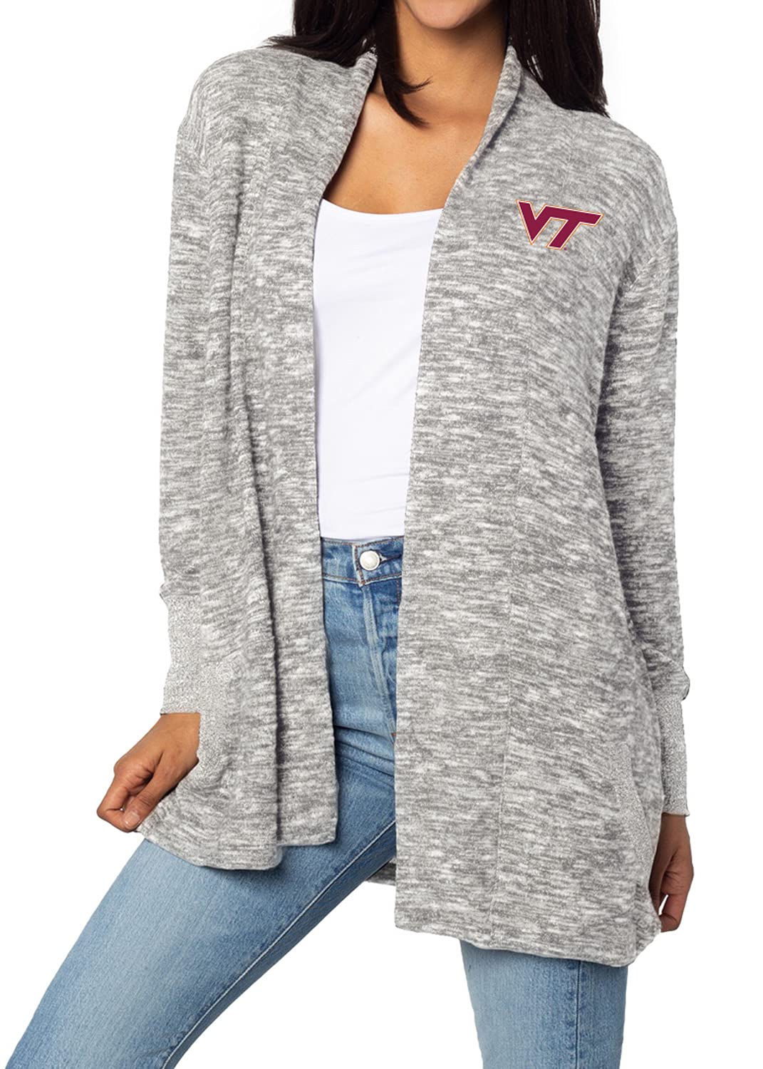 chicka-dWomen's Cozy Fleece Cardigan Heather Grey