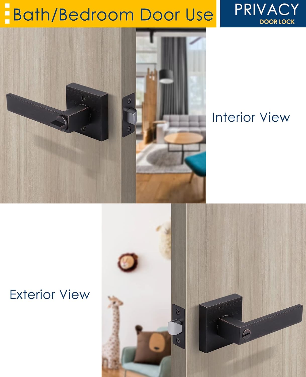 Rеvіеw 6 Pack Privacy Door Lever with Lock in Oil Rubbed Bronze, Heavy Duty Locking Lever Door Handle Set for Bedroom & Bathroom Doors, Keyless Door Lock with Modern Design for Left or Right Sided Doors