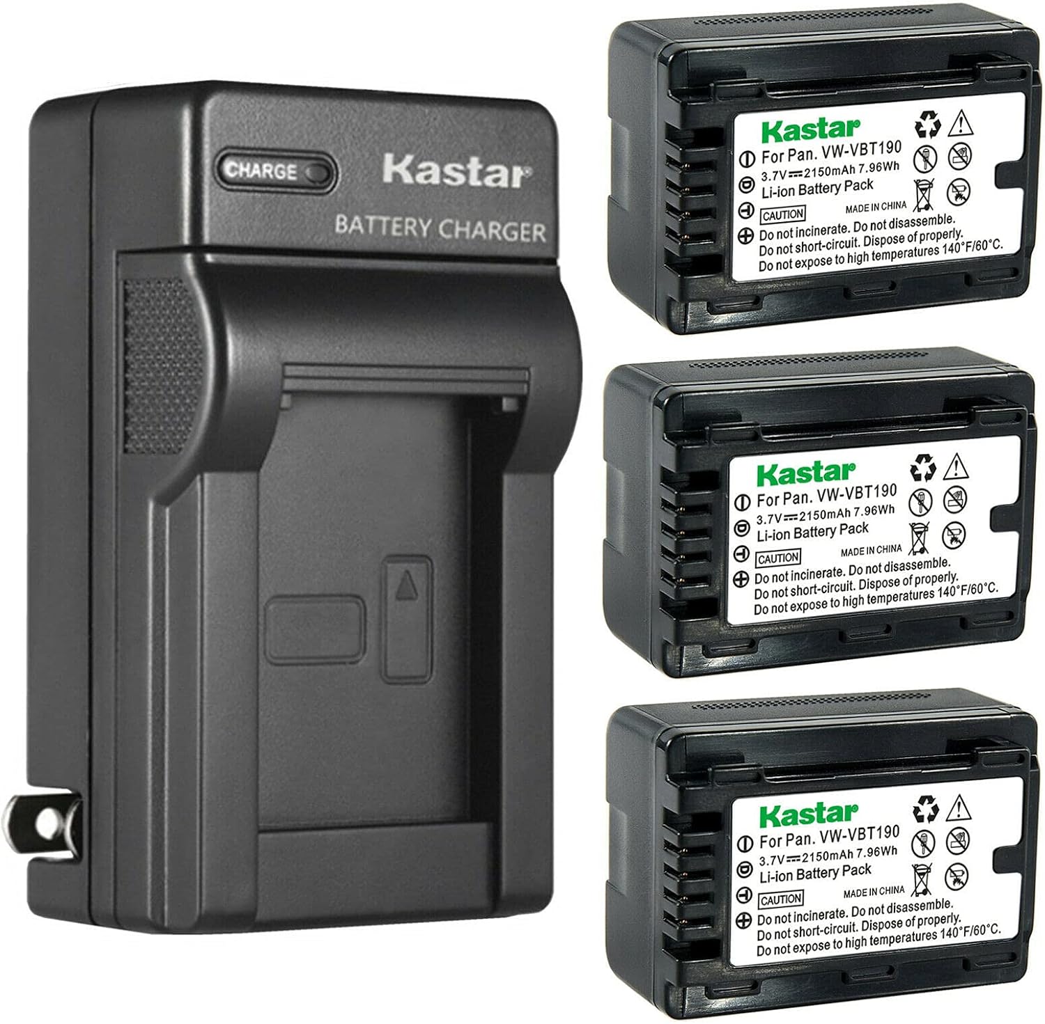Kastar 1-Pack Battery and AC Wall Charger Replacement for Panasonic HC-VX980GK, HC-VX980M, HC-VX981, HC-VX981K, HC-W570M, HC-W570GK, HC-W570MGK, HC-W580, HC-W580K, HC-W580GK, HC-W580MGK Camera