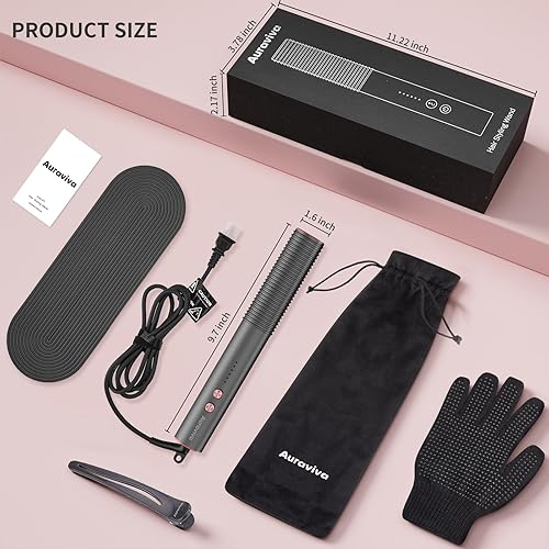Miniatura 6 de Cepillo alisador de cabello, peine alisador 2 en 1 con doble voltaje, apagado automático y calentamiento rápido 20s y 5 ajustes de temperatura,