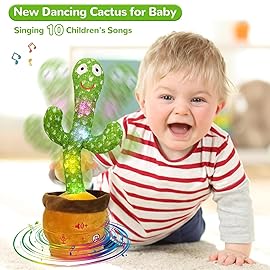 Emoin Dancing Talking Cactus Toy, Cactus Baby Toy Singing Children\'s Song, Mimicking Recording Repeating What You Say, Educational Interactive Baby Boys Girls Toys (Volume Adjustment)