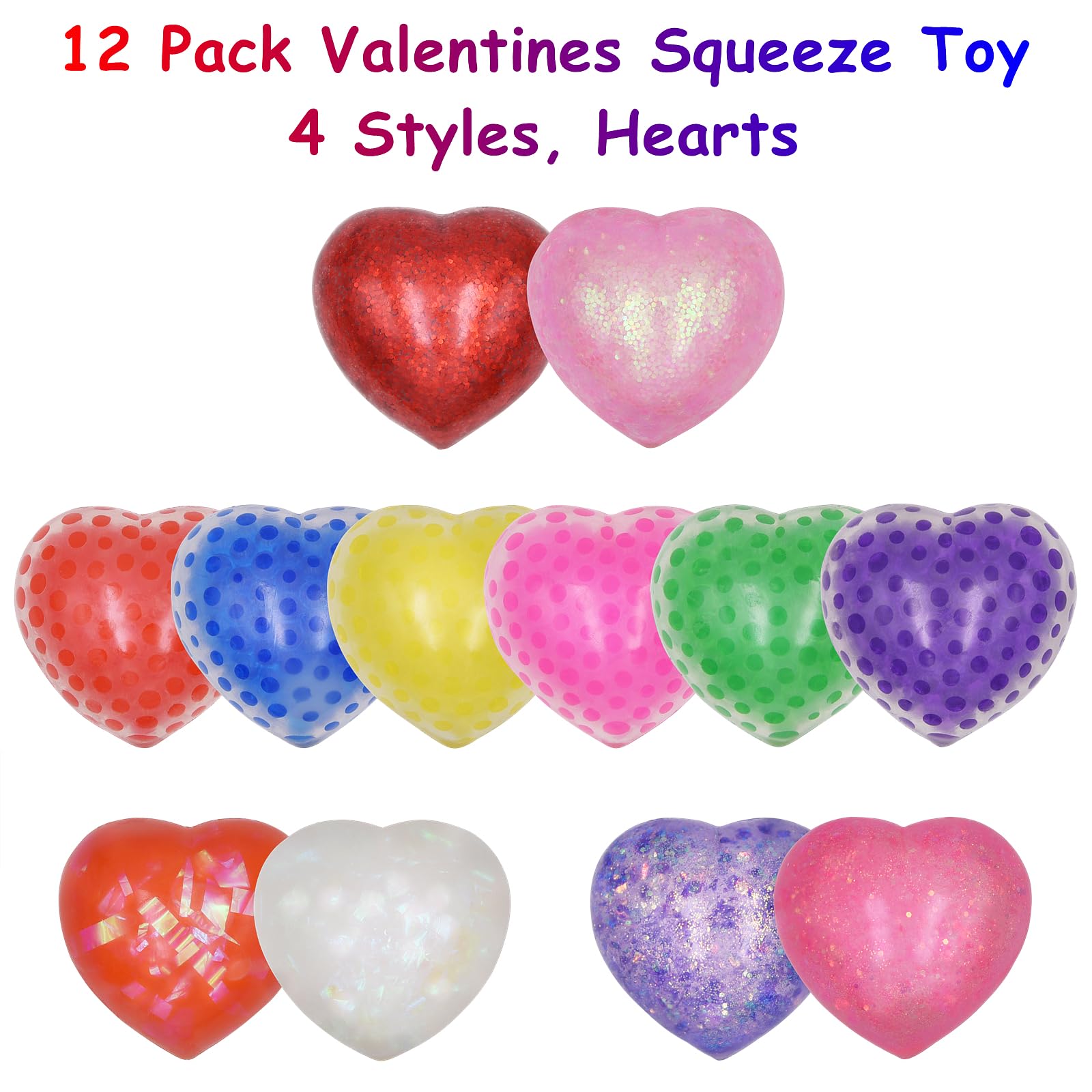 Libima 60 bolas de estrés con forma de corazón para el día de San Valentín, bolas de estrés en