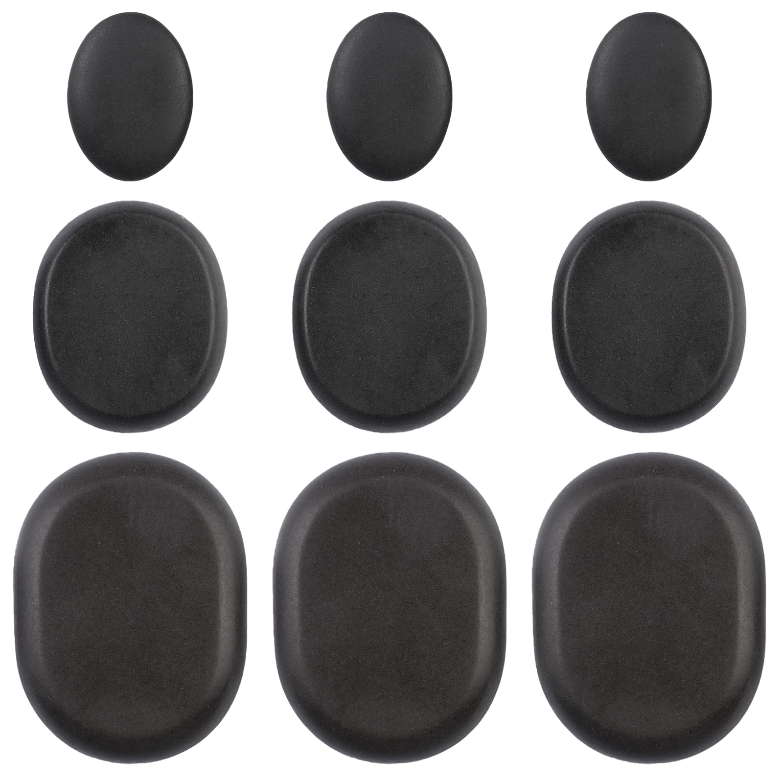 Zestaw do masażu Hot Stone 9 sztuk, kamienie do masażu z bazaltu, zestaw | (3 duże / 3 średnie / 3 małe), wytrzymałe kamienie do masażu, kamienie do masażu, relaksu, domowego spa