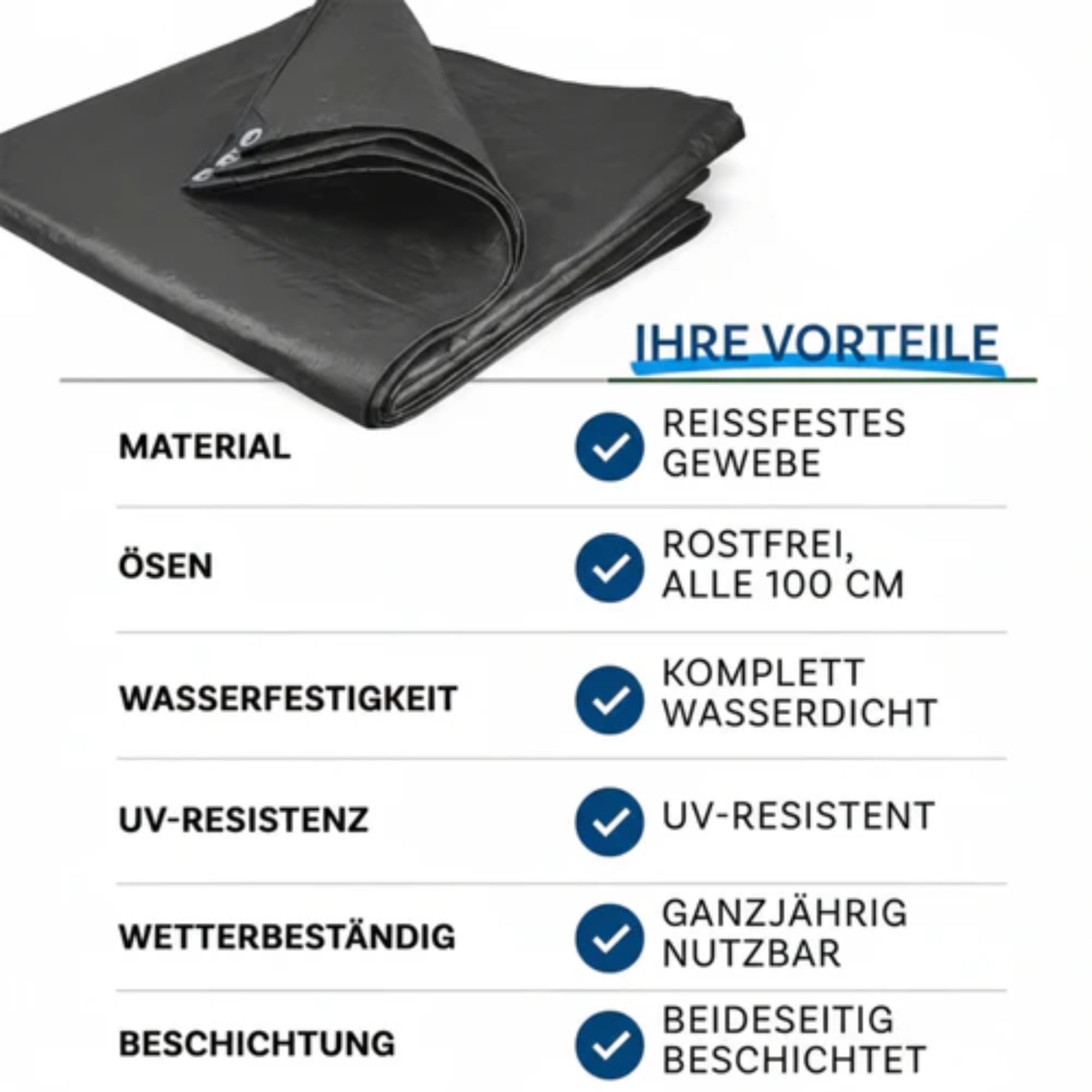 etm Bâche 240 g/m², imperméable, 8 x 10 m, anthracite, bâche multi-usages, pour protection contre les intempéries, idéale pour le jardin, résistante aux UV, revêtue des deux côtés, imperméable et