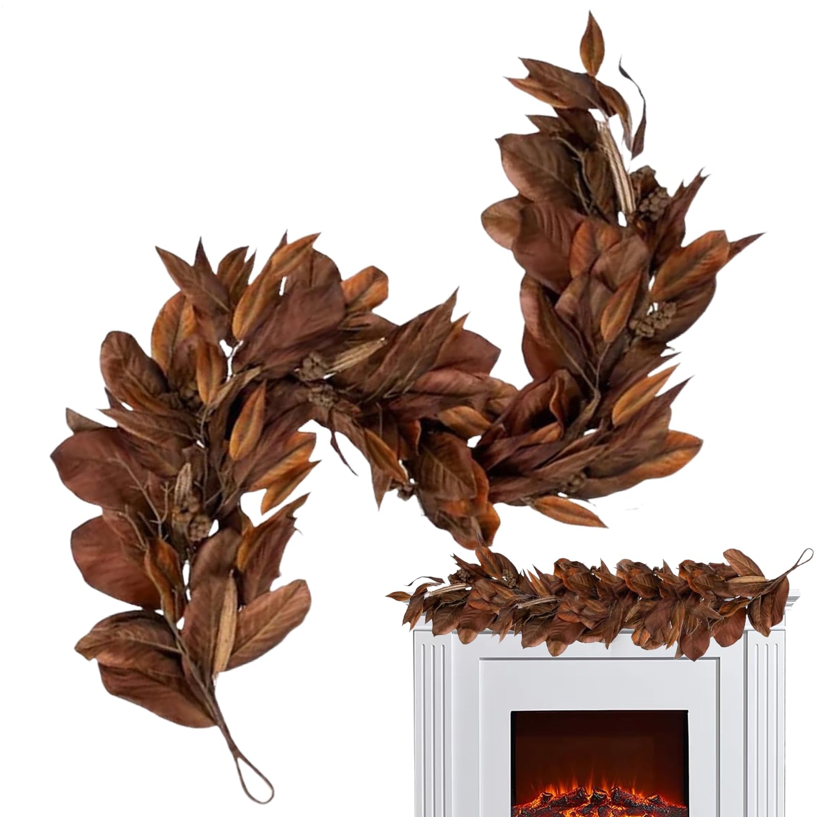 Guirnalda de magnolia decorativa de 1,8 metros con conos de pino para paredes interiores y fiestas
