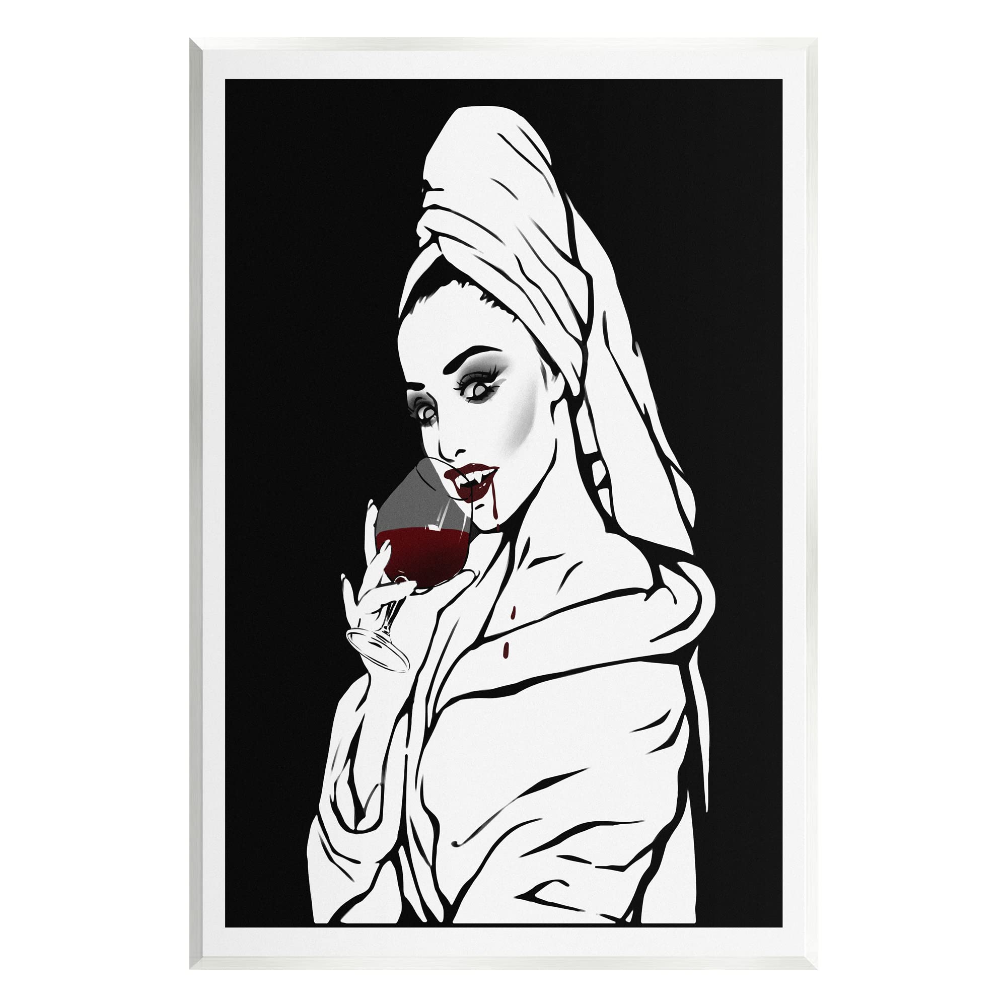 Stupell Industries Vampire Wine Glass Glam Woman Wall Plaque Art, Design by Ziwei Li
