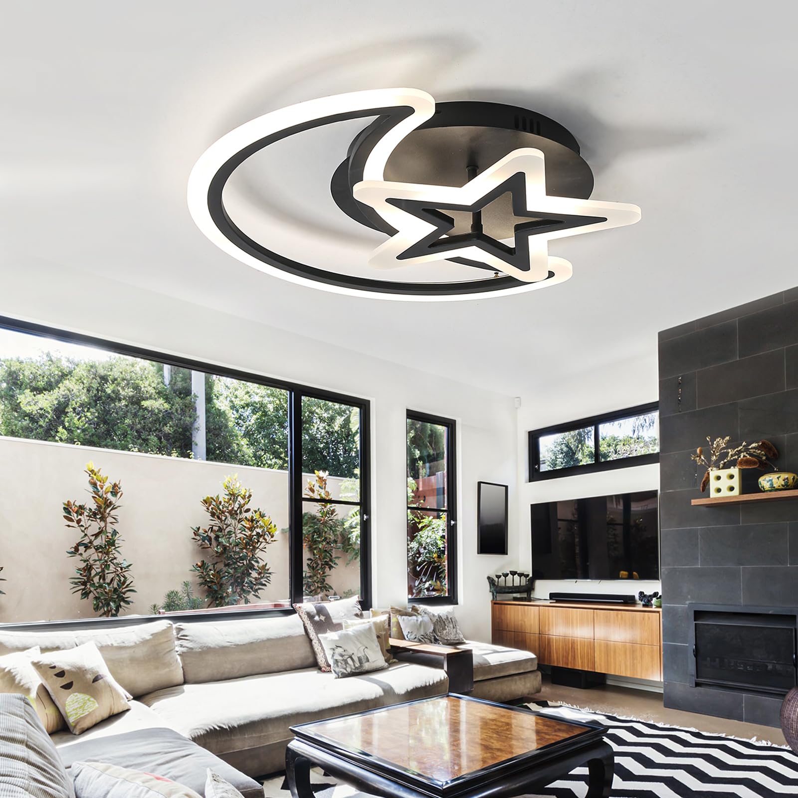Éclairage de plafond moderne 3 couleurs pour illuminer un salon sombre